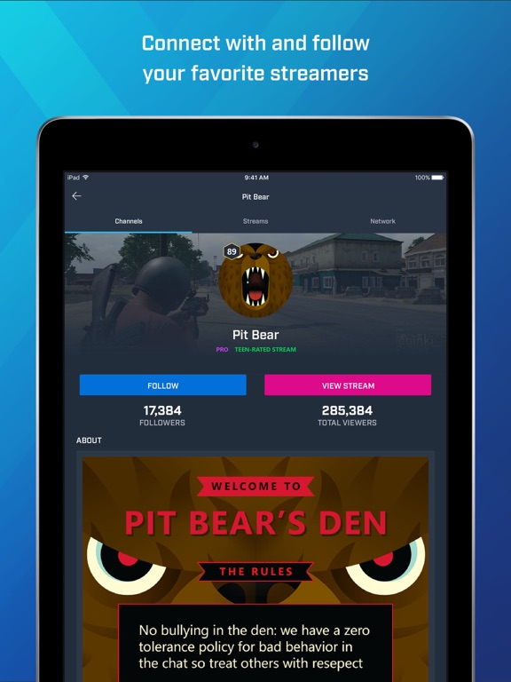 Screenshots of Mixer – Interactive Live Streaming for iPad