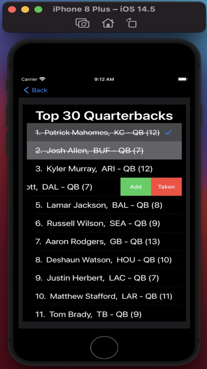 Fantasy FB Draft Kit