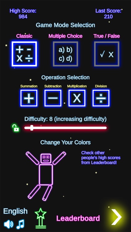 Laser Math Game: 4 Operations screenshot-0