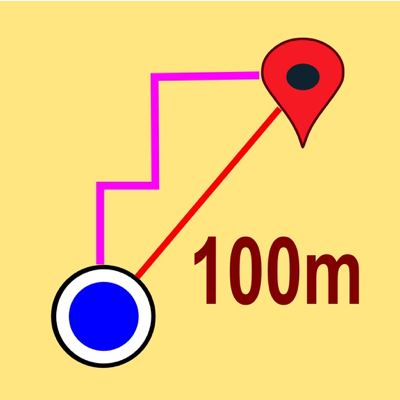 残りの距離は(現在地から目的地までの直線距離)