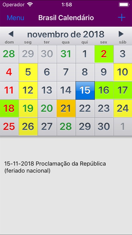 Calendário 2019 Brasil AdFree