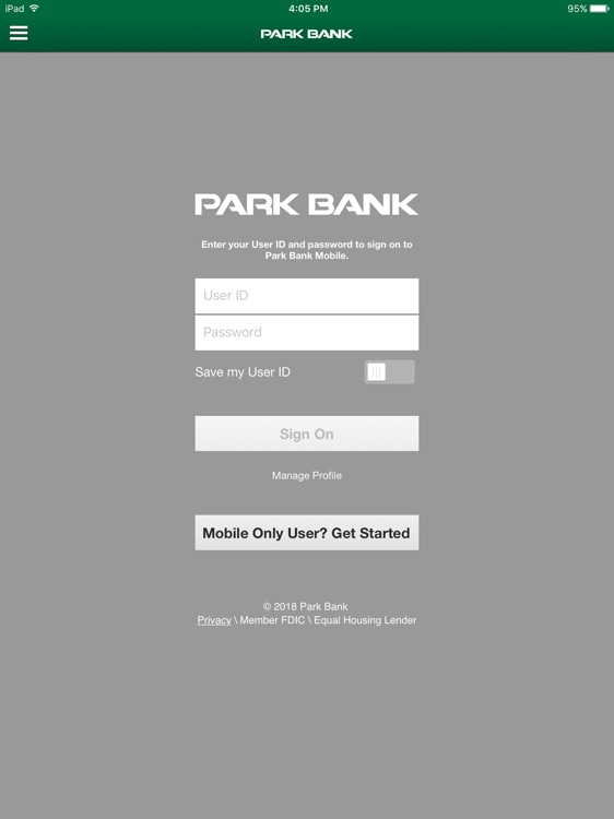 Park Bank Mobile for iPad