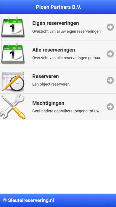 Sleutelreservering screenshot 2