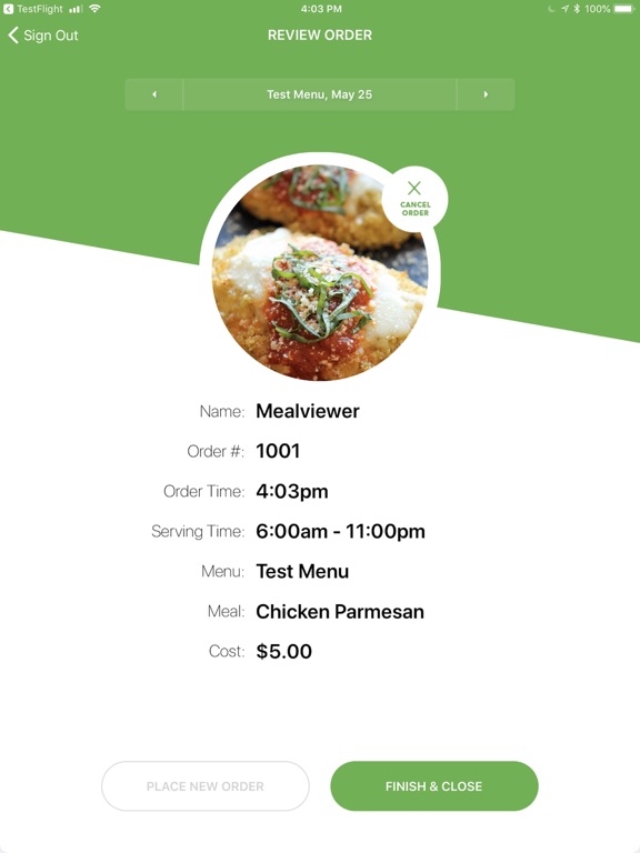 iPad Image of MealViewer Kiosk