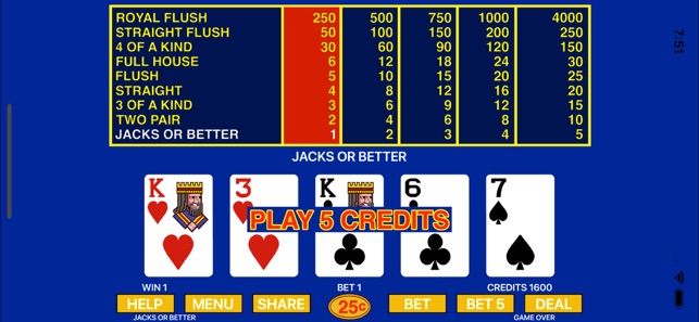 Jacks or Better - Video Poker!