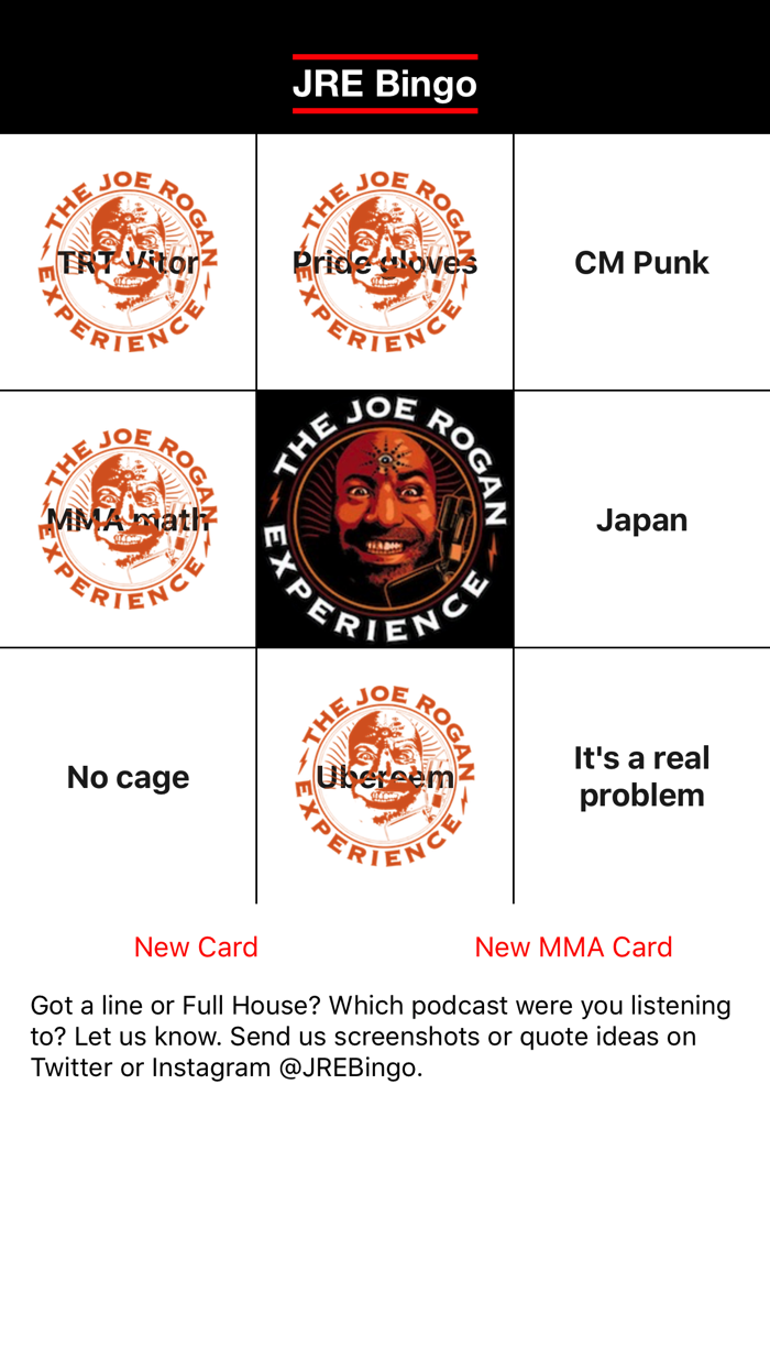 JRE Bingo