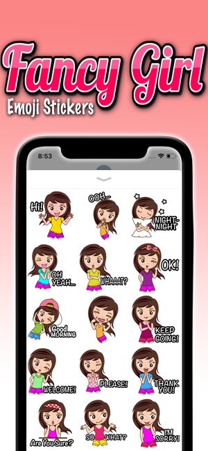 Fancy Girl Emoji Stickers(圖3)-速報App