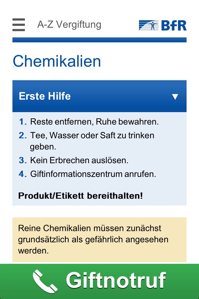 BfR-Vergiftungsunfälle screenshot 3