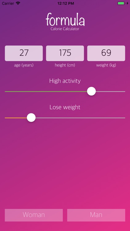 Formula: Calorie Calculator