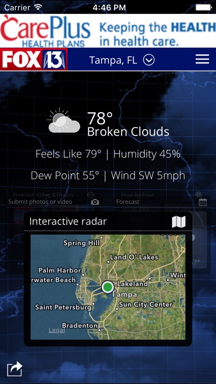 SkyTower Radar app from FOX 13