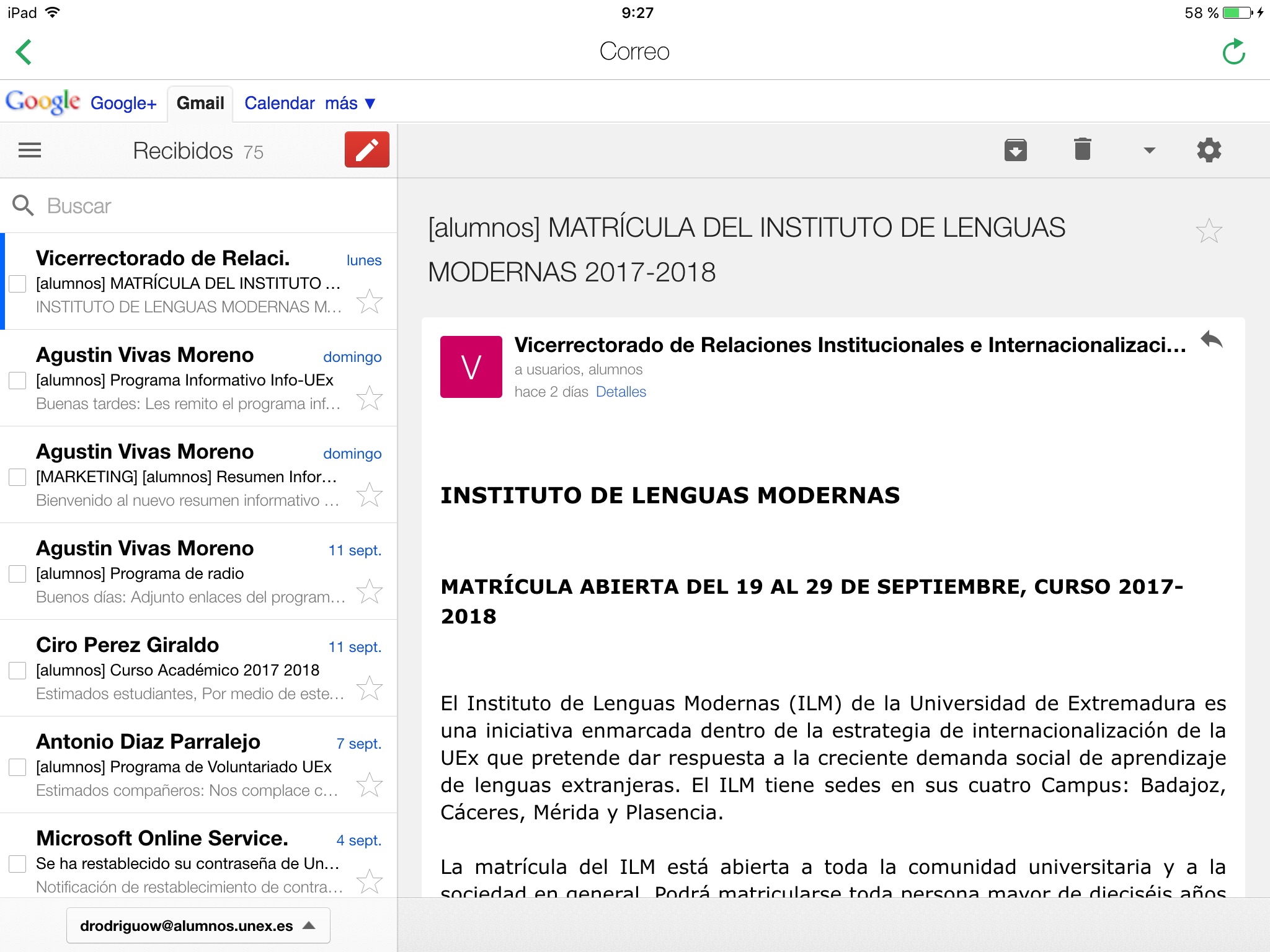 Universidad de Extremadura screenshot 3