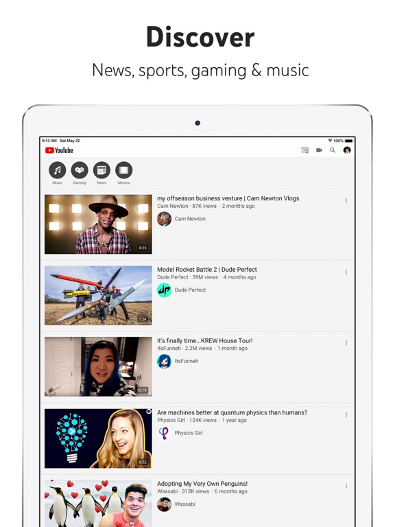 YouTube iPad app afbeelding 4