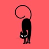 Black Funny Cat Stickers