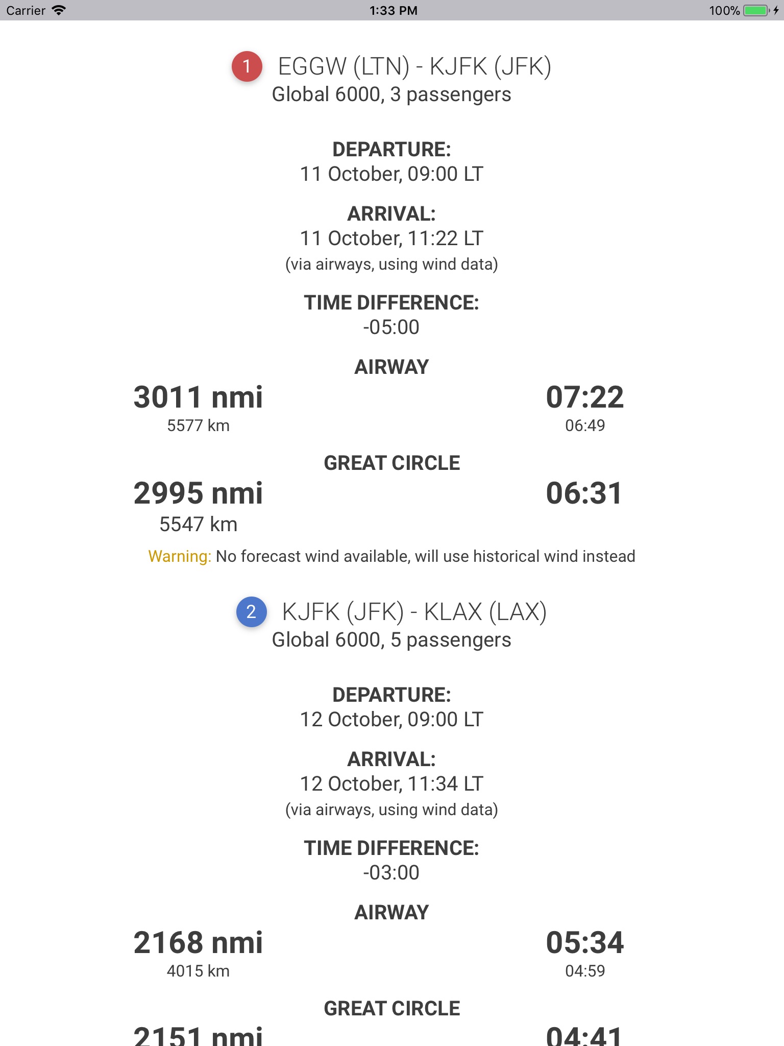 Flight Time Calculator screenshot 2
