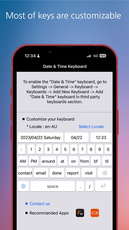 Date & Time Keyboard