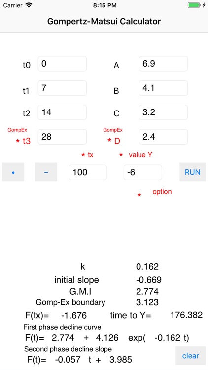 Gompertz-Matsui Calculator