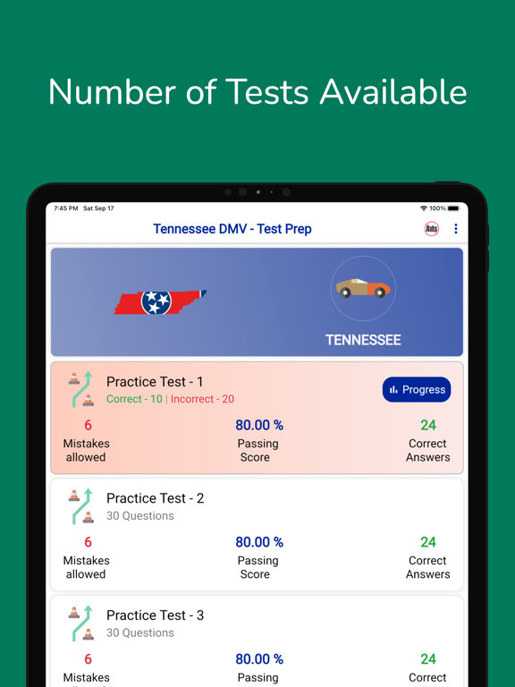 Tennessee DMV Permit Practice screenshot 2