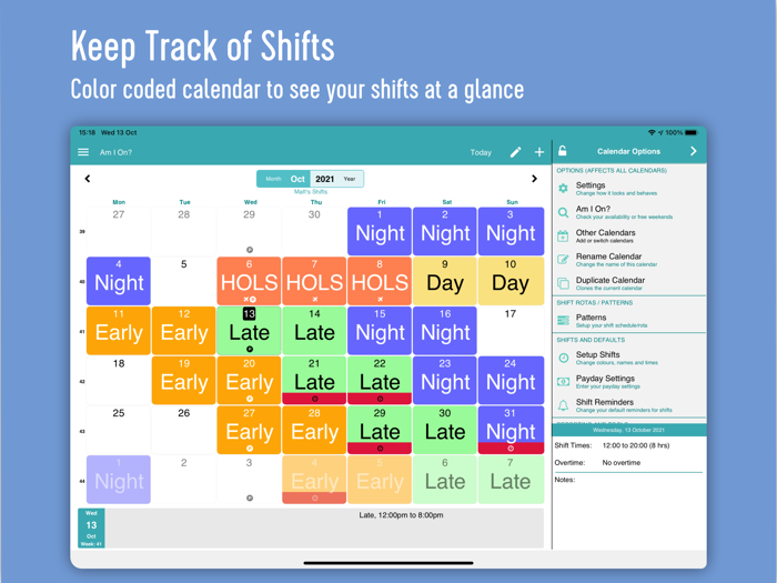 My Shift Planner - Calendar