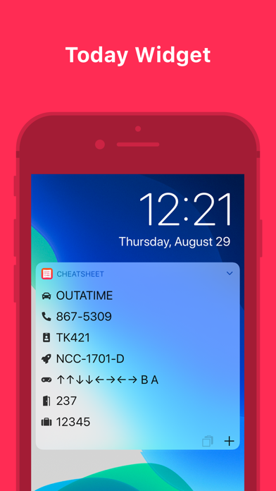 Cheatsheet — Notes Widget iPhone App