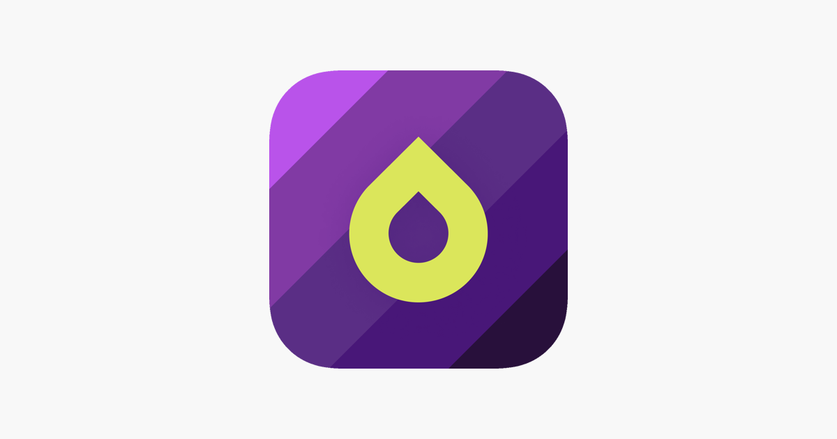  A purple rounded-square app icon with a yellow drop-shaped logo in the center represents the Drops language learning app, which uses microlearning techniques.