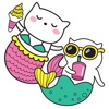 Adorable Summer Party Cat & Unicorn Stickers