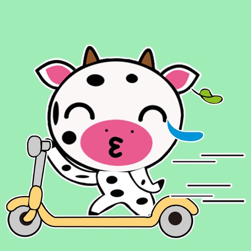 Pink Cow Emoji - Cartoon Stickers