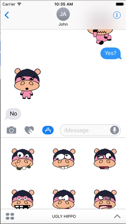 UGLY HIPPO - Ugly Emoticons Sticker for iMessage