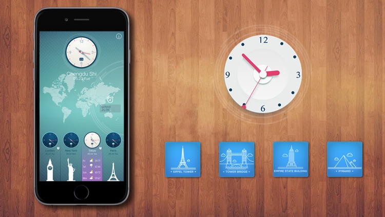 World Clock HD for time lag, travel, world time