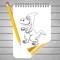 Icon Coloring Book and Drawing Dinosaur on Sketch Line