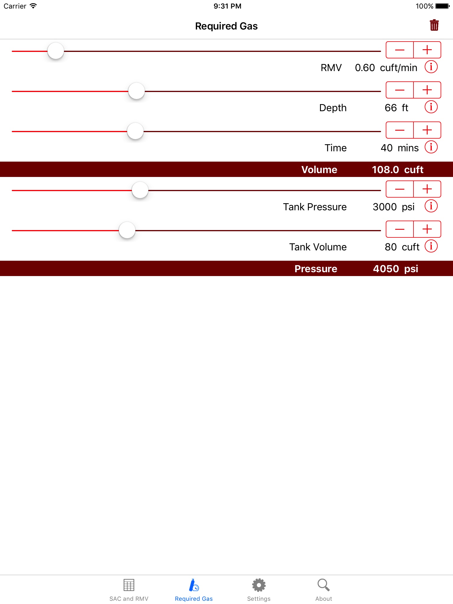 Scuba Gas Manager screenshot 2