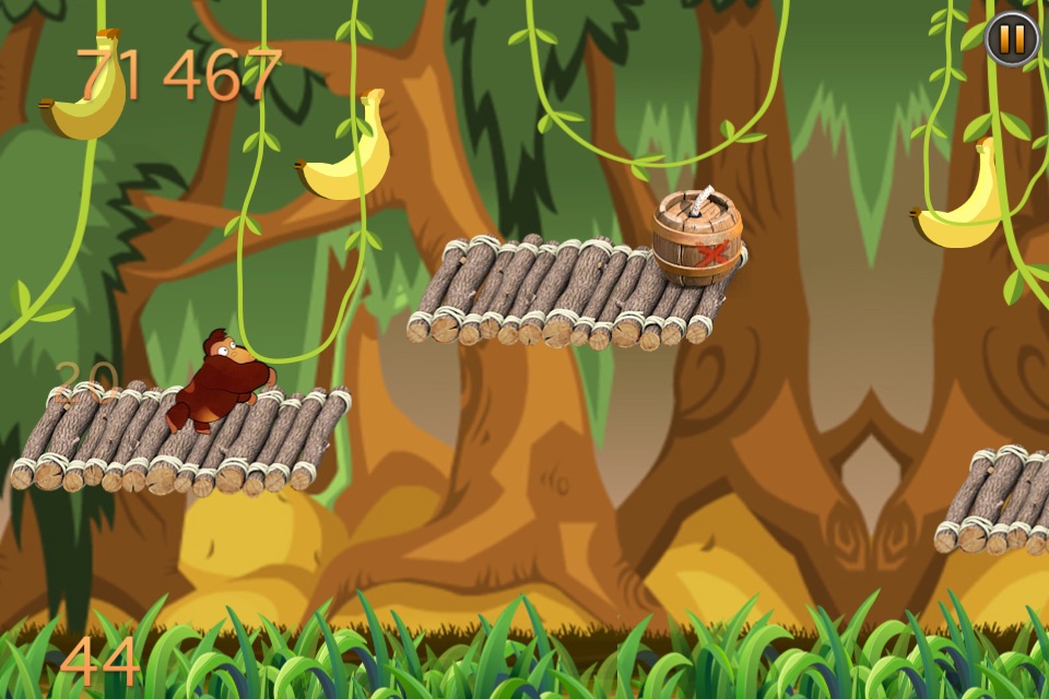 Banana Monkey Jungle Run Game - Gorilla Kong Lite screenshot 2