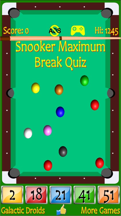 Snooker Maximum Break Quiz