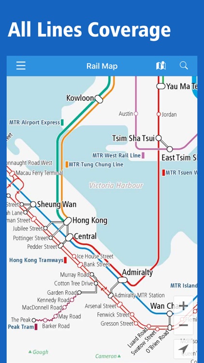 Hong Kong Rail Map - Kowloon & Islands