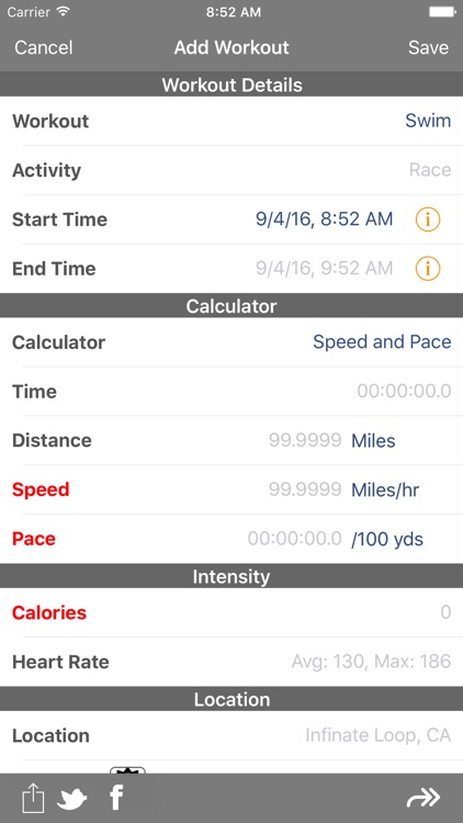 Swim Speeds - Track and log your workouts