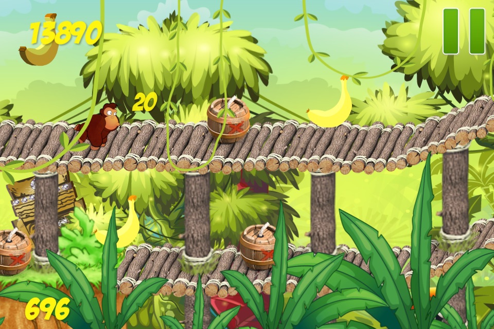 Banana Monkey Jungle Run Game 2- Gorilla Kong Lite screenshot 4