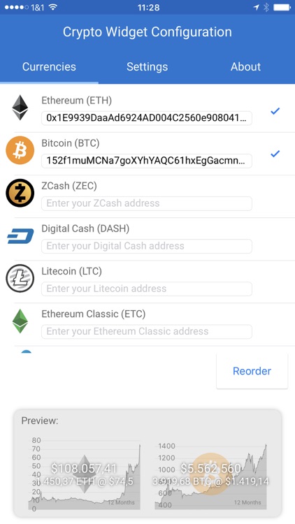 Crypto Currency Widget