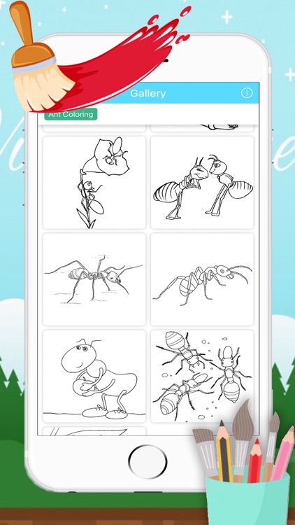 Ant Coloring Page Drawings Book for kids