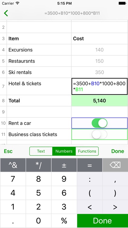 Notes.xls expences spreadsheet screenshot-0