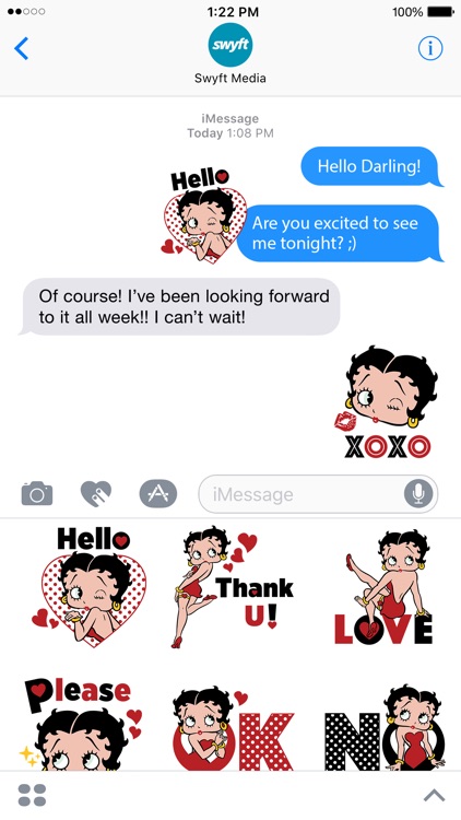 Betty Boop Kisses: Stickers and Emoji