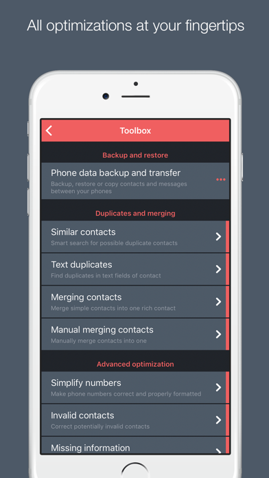 Contacts Optimizer Pro screenshot