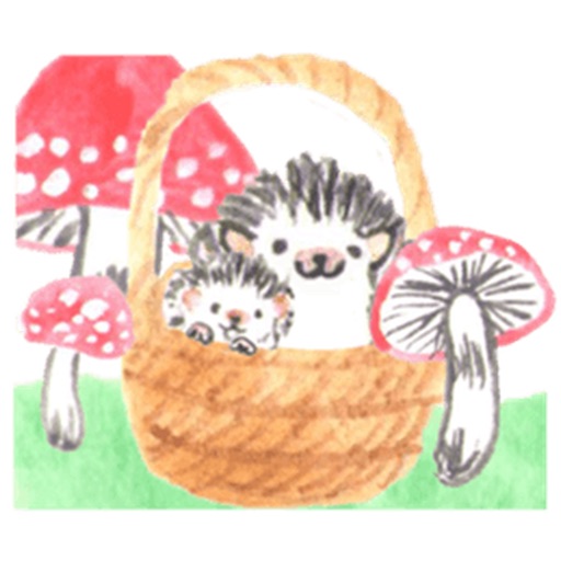 Watercolor Hedgehog and Mushroom Sticker