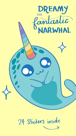 Dreamy The Narwhal - Kawaii Ocean Animal Stickers(圖1)-速報App