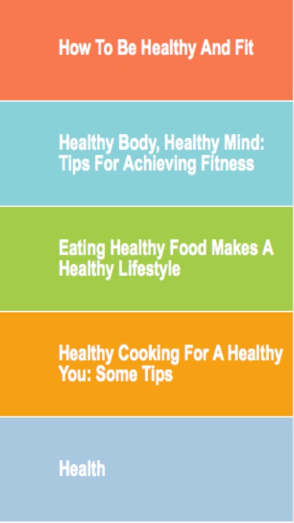 How to be Healthy