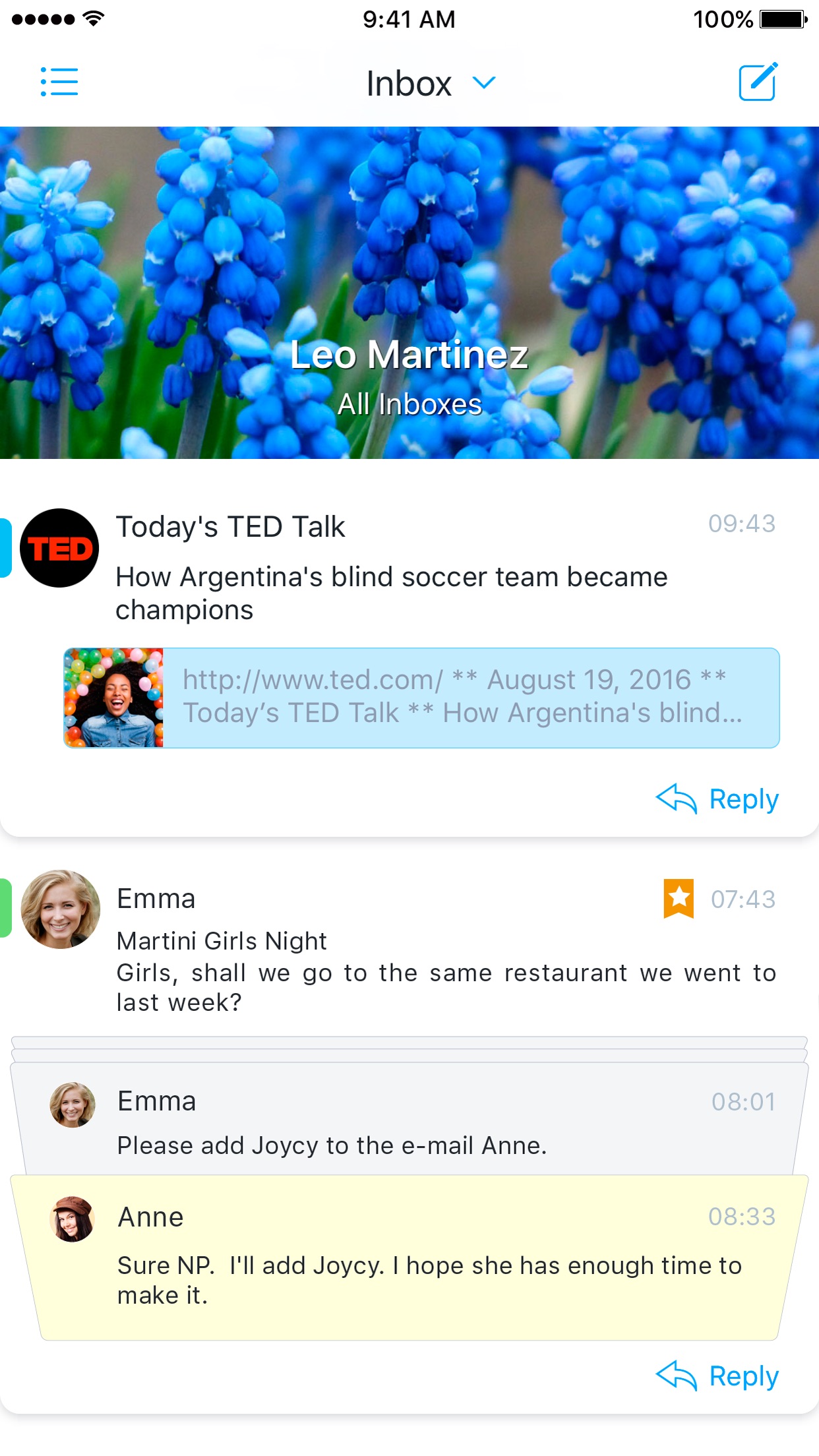 Screenshot do app Flow Mail - tames mobile inbox