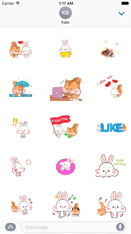 Animated Happy Rabbit and Squirrel Stickers