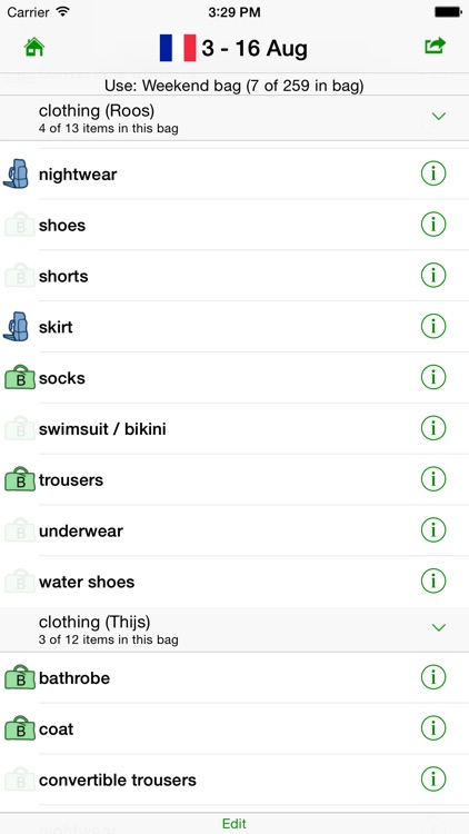 GetPacked: packing list