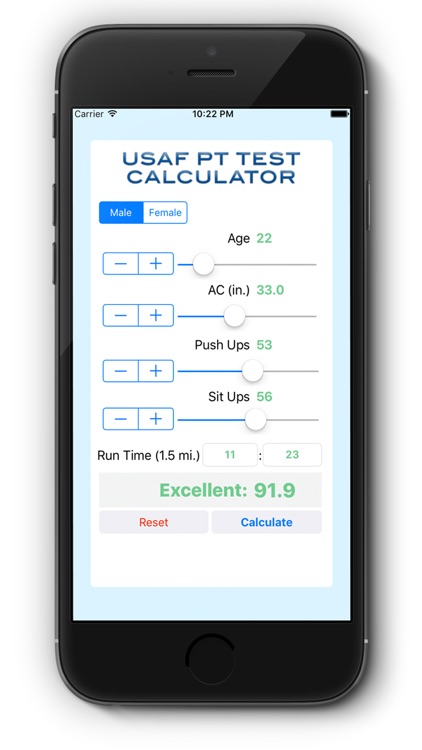 USAF PT Test Calculator