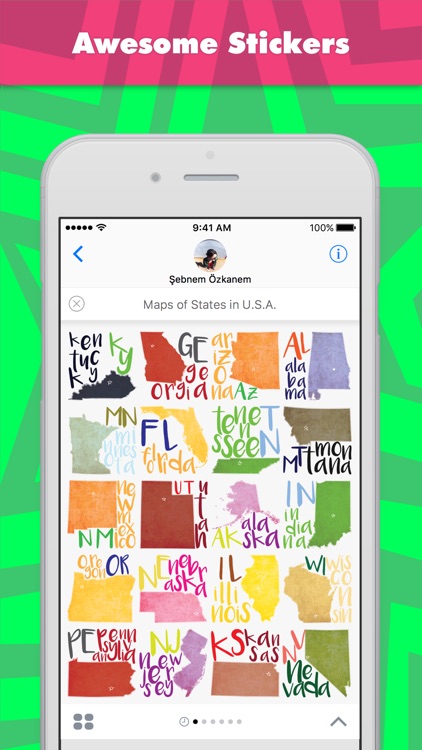 Maps of States in U.S.A. stickers for iMessage