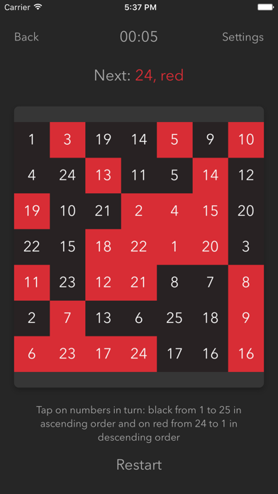 Schulte Table - improve fast reading and attention Screenshot 5