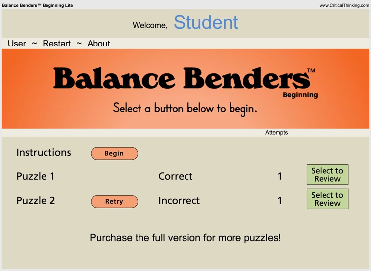 Balance Benders Beginning Lite